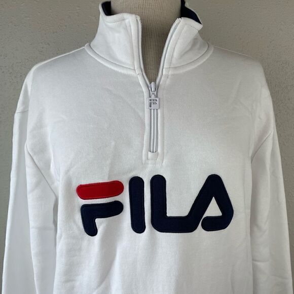 Fila White Quarter Zip Pullover Size L EUC - Picture 2 of 8